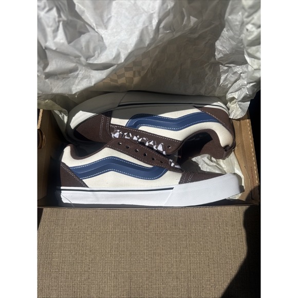 Vans Other - Vans Knu Skool Mega Check Potting Soil Brown Blue Shoes Men's Size 9